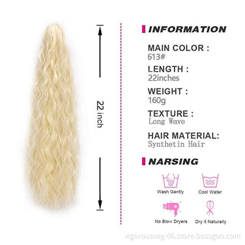 Vigorous Ponytail Hair Extensions Straight Kinky Ponytail Claw Clip on Yaki Ponytail Hair Extension for Women 613#